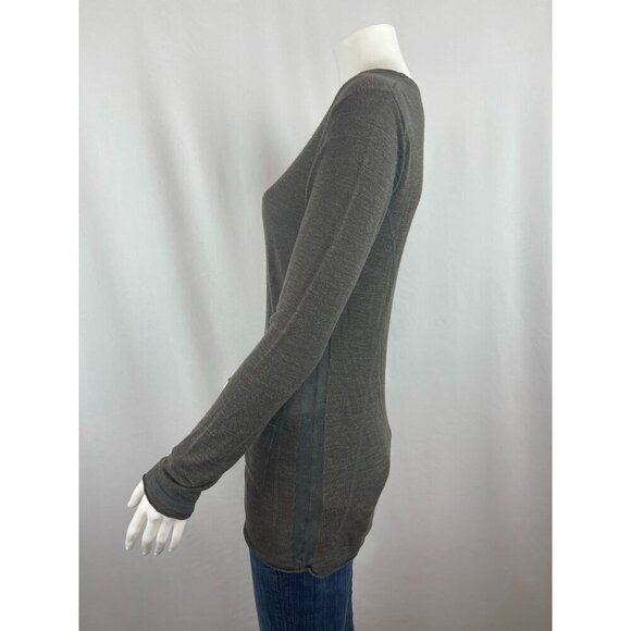 Athleta Linen Blend Long Sleeve Shirt Small Tunic Pocket Lightweight Silk - Picture 3 of 8